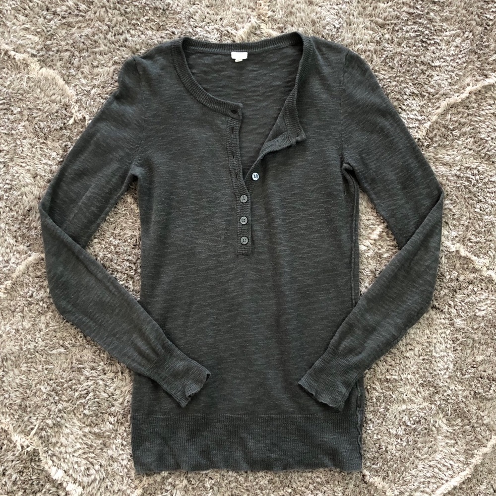 J. CREW Women's 1/4 Button Linen Pullover Shirt Sm